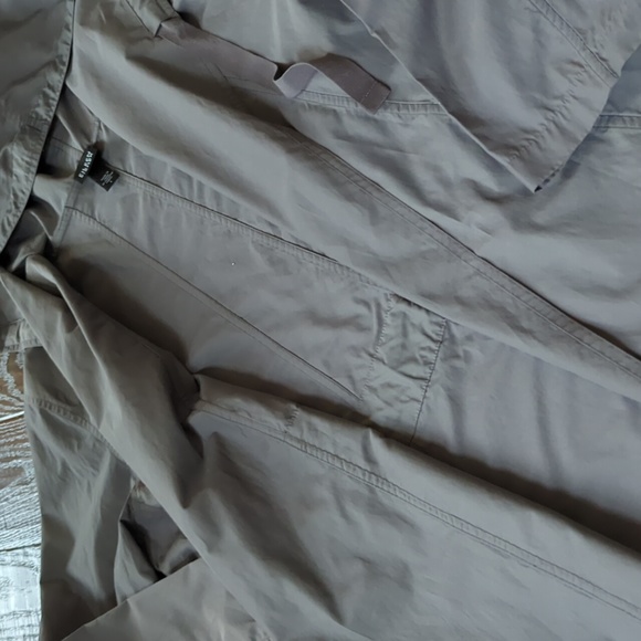 EILEEN FISHER I Classic Lightweight Grey Hooded Wrap Jacket Raincoat, L - Picture 10 of 15